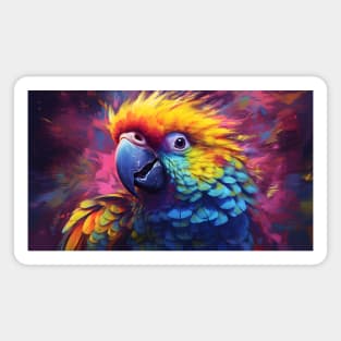 Parrot scatters colors - Oil painting style Magnet